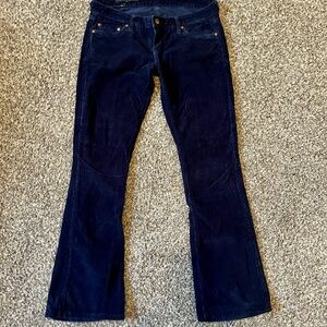 Union Dark Blue Corduroy Flare Leg Trouser